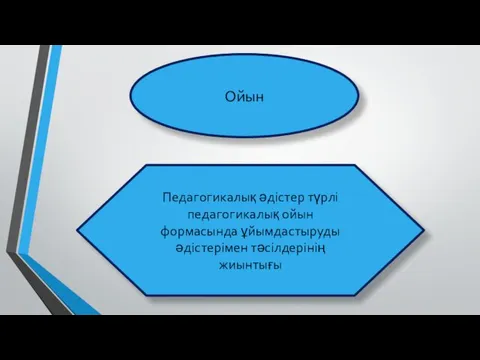 Ойын Педагогикалық әдістер түрлі педагогикалық ойын формасында ұйымдастыруды әдістерімен тәсілдерінің жиынтығы