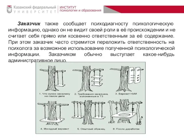 Заказчик также сообщает психодиагносту психологическую информацию, однако он не видит своей