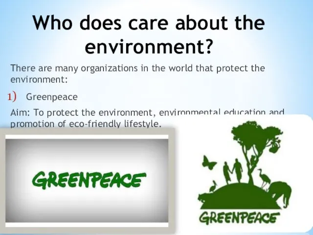 Who does care about the environment? There are many organizations in