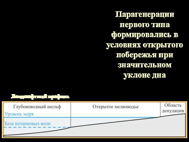 Парагенерации первого типа формировались в условиях открытого побережья при значительном уклоне дна Ландшафтный профиль