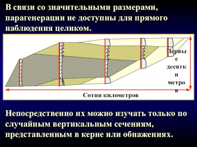 Непосредственно их можно изучать только по случайным вертикальным сечениям, представленным в