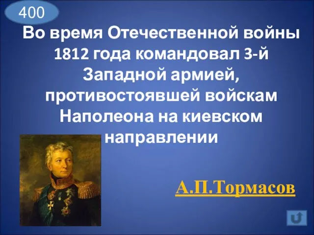 400 Во время Отечественной войны 1812 года командовал 3-й Западной армией,