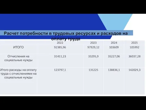 Расчет потребности в трудовых ресурсах и расходов на оплату труда