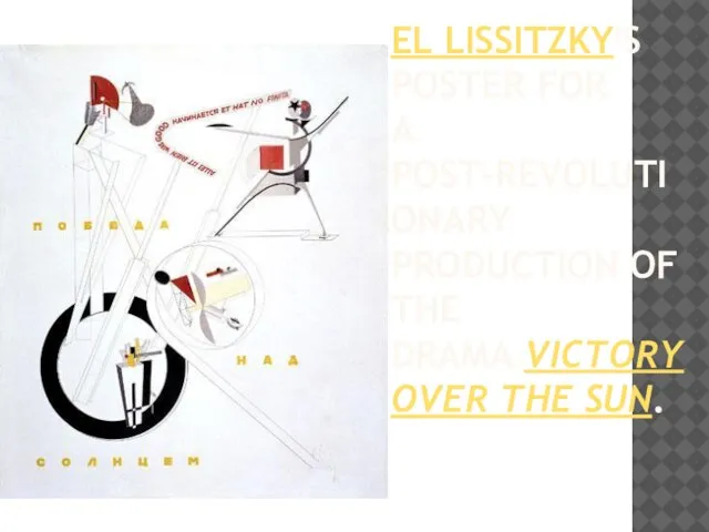 EL LISSITZKY'S POSTER FOR A POST-REVOLUTIONARY PRODUCTION OF THE DRAMA VICTORY OVER THE SUN.