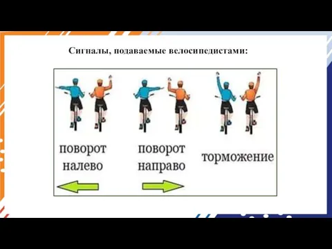 Сигналы, подаваемые велосипедистами: