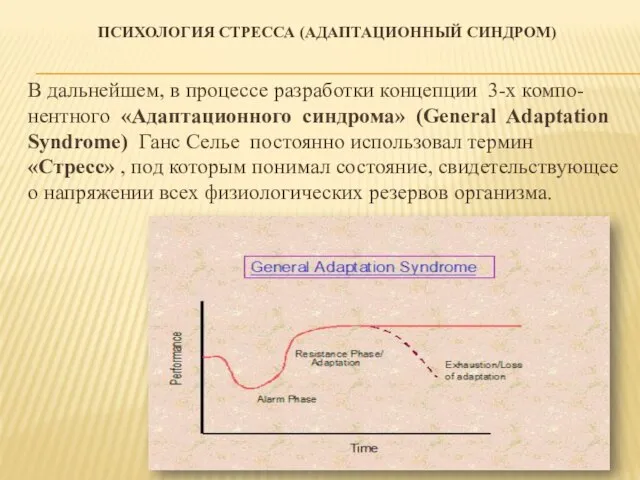 ПСИХОЛОГИЯ СТРЕССА (АДАПТАЦИОННЫЙ СИНДРОМ) В дальнейшем, в процессе разработки концепции 3-х