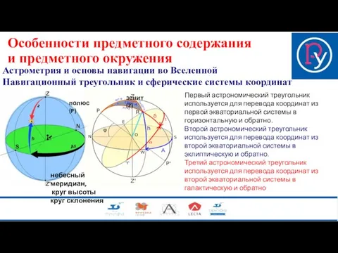 Астрометрия и основы навигации во Вселенной Навигационный треугольник и сферические системы