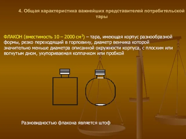 4. Общая характеристика важнейших представителей потребительской тары ФЛАКОН (вместимость 10 –