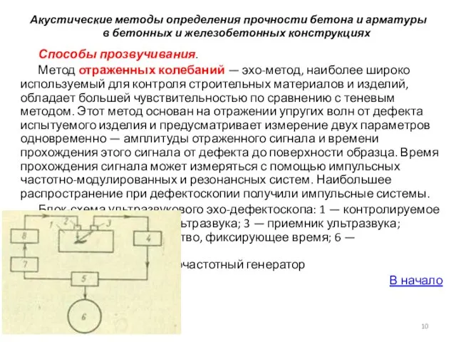 Акустические методы определения прочности бетона и арматуры в бетонных и железобетонных