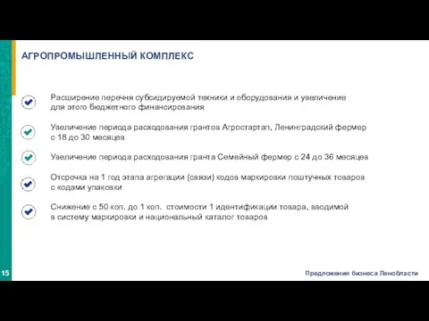 Расширение перечня субсидируемой техники и оборудования и увеличение для этого бюджетного