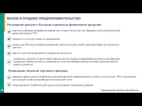 Расширение доступа к быстрым и дешевым финансовым ресурсам: увеличить объемы микрофинансирования