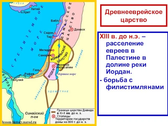 Древнееврейское царство XIII в. до н.э. – расселение евреев в Палестине