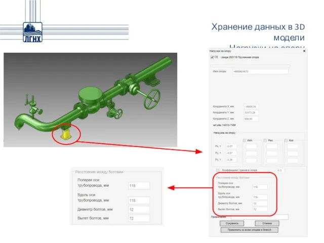 Хранение данных в 3D модели Нагрузки на опору