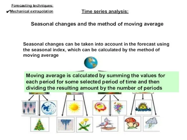 Seasonal changes and the method of moving average Moving average is