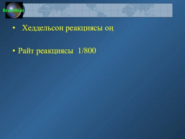 Хеддельсон реакциясы оң Райт реакциясы 1/800