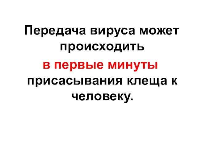 Передача вируса может происходить в первые минуты присасывания клеща к человеку.