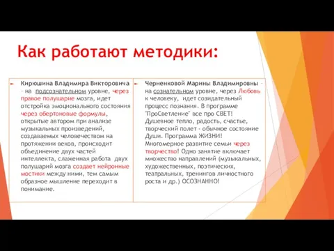 Как работают методики: Кирюшина Владимира Викторовича – на подсознательном уровне, через