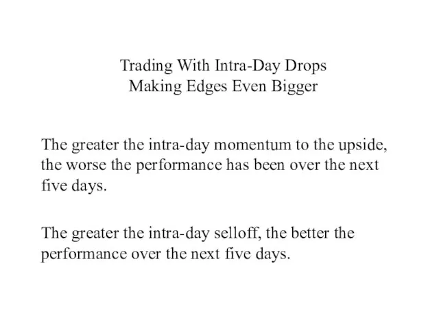 Trading With Intra-Day Drops Making Edges Even Bigger The greater the