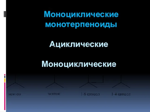 Моноциклические монотерпеноиды Ациклические Моноциклические