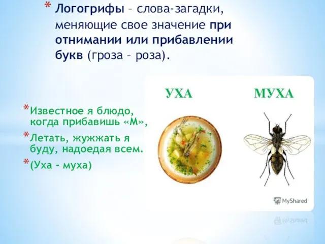 Известное я блюдо, когда прибавишь «М», Летать, жужжать я буду, надоедая