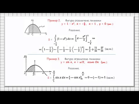 Пример 2. Фигура ограничена линиями у = 1 – х2, х