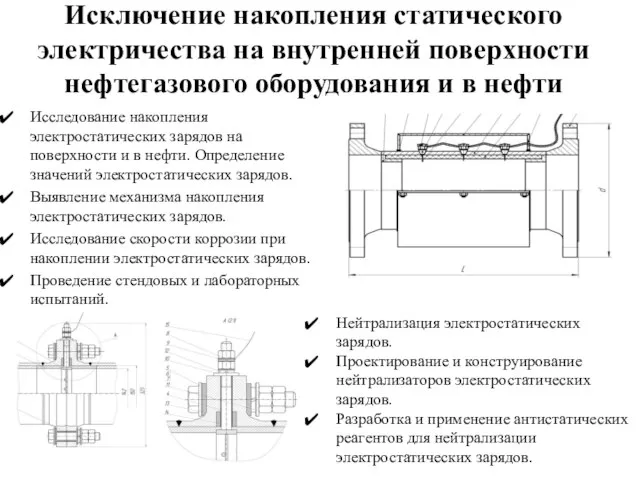 Исключение накопления статического электричества на внутренней поверхности нефтегазового оборудования и в