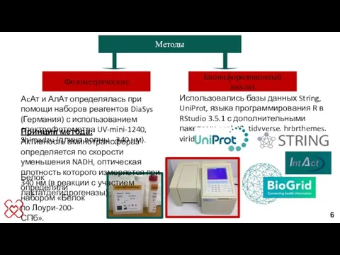 Белок определяли набором «Белок по Лоури-200-СПб». Использовались базы данных String, UniProt,