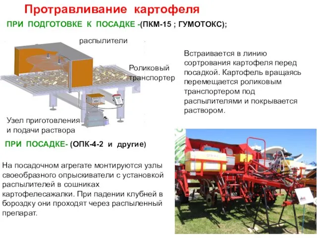 Протравливание картофеля распылители Роликовый транспортер Узел приготовления и подачи раствора ПРИ