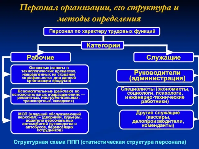 Персонал организации, его структура и методы определения Структурная схема ППП (статистическая структура персонала)