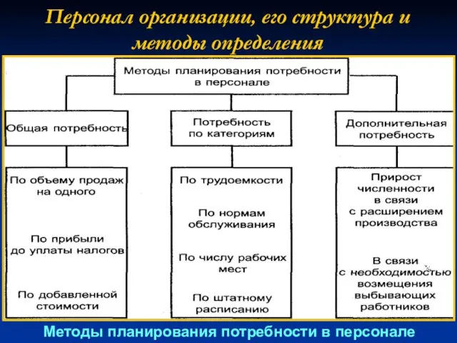 Персонал организации, его структура и методы определения Методы планирования потребности в персонале