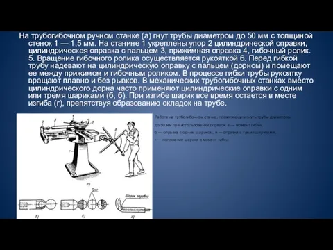 На трубогибочном ручном станке (а) гнут трубы диаметром до 50 мм