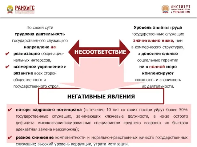 потеря кадрового потенциала (в течение 10 лет со своих постов уйдут