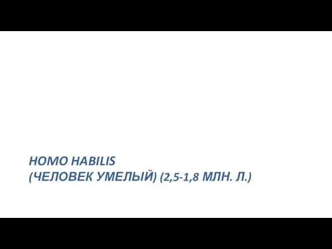 HOMO HABILIS (ЧЕЛОВЕК УМЕЛЫЙ) (2,5-1,8 МЛН. Л.)