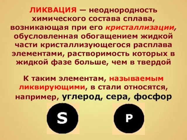 ЛИКВАЦИЯ — неоднородность химического состава сплава, возникающая при его кристаллизации, обусловленная