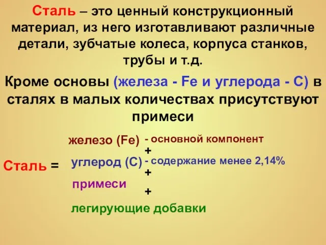 Сталь – это ценный конструкционный материал, из него изготавливают различные детали,