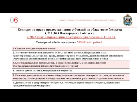 Конкурс на право предоставления субсидий из областного бюджета СО НКО Новгородской