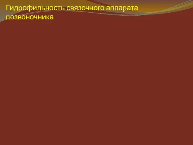 Гидрофильность связочного аппарата позвоночника