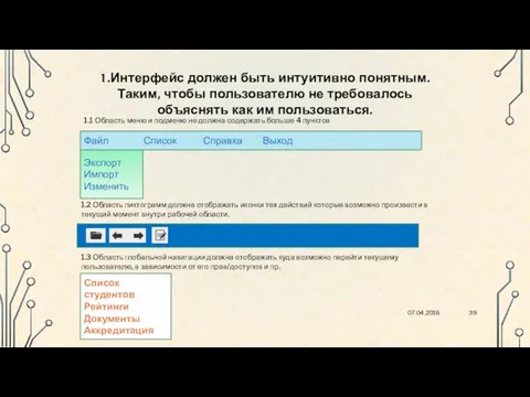 07.04.2016 1.1 Область меню и подменю не должна содержать больше 4