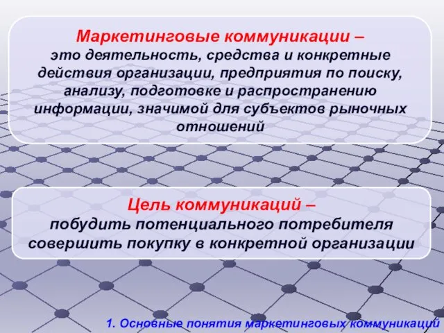 Маркетинговые коммуникации – это деятельность, средства и конкретные действия организации, предприятия