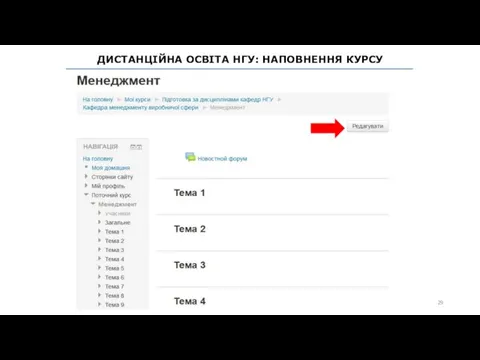 ДИСТАНЦІЙНА ОСВІТА НГУ: НАПОВНЕННЯ КУРСУ