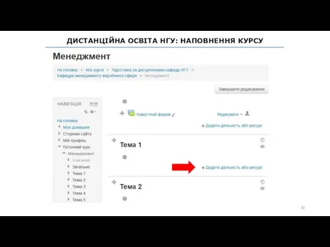 ДИСТАНЦІЙНА ОСВІТА НГУ: НАПОВНЕННЯ КУРСУ