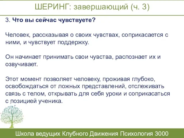 ШЕРИНГ: завершающий (ч. 3) Школа ведущих Клубного Движения Психология 3000 3.