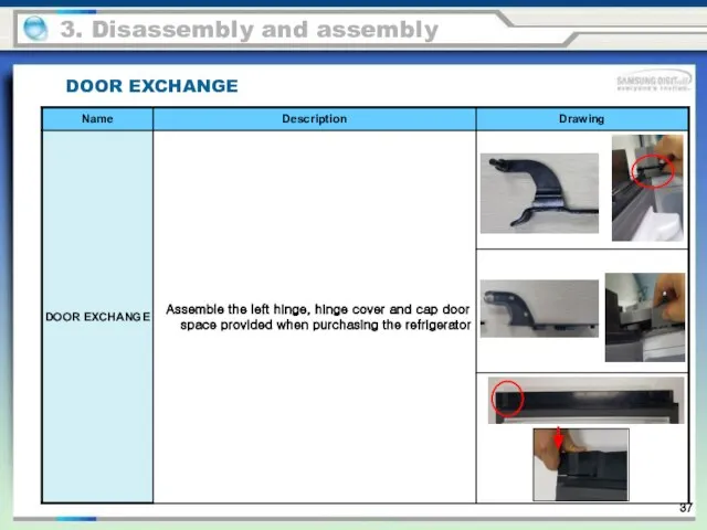 3. Disassembly and assembly DOOR EXCHANGE