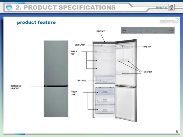 DISPLAY SHELF REF Dairy Bin Door Bin TRAY VEG TRAY FRE