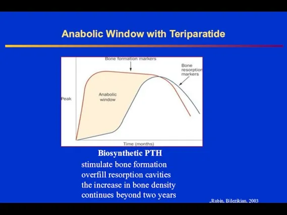 Anabolic Window with Teriparatide Rubin, Bilezikian, 2003. stimulate bone formation overfill