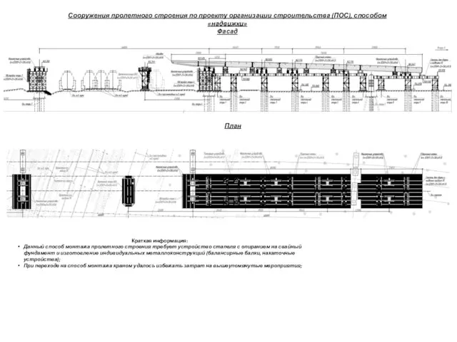 Сооружения пролетного строения по проекту организации строительства (ПОС), способом «надвижки» Фасад