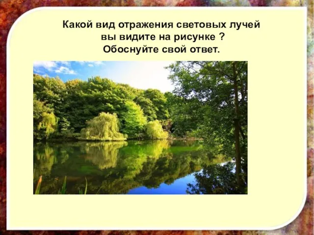 Какой вид отражения световых лучей вы видите на рисунке ? Обоснуйте свой ответ.