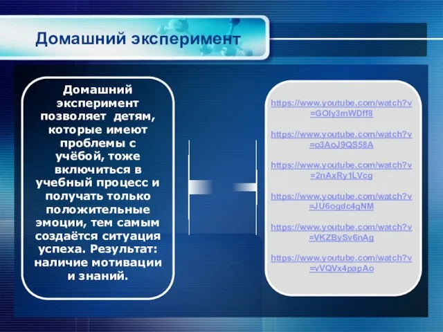 Домашний эксперимент позволяет детям, которые имеют проблемы с учёбой, тоже включиться