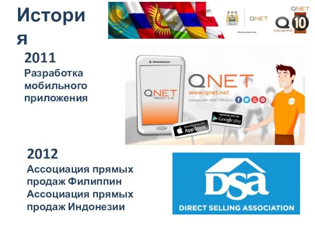 История 2011 Разработка мобильного приложения 2012 Ассоциация прямых продаж Филиппин Ассоциация прямых продаж Индонезии