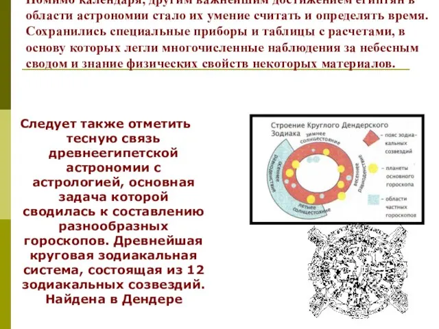 Помимо календаря, другим важнейшим достижением египтян в области астрономии стало их